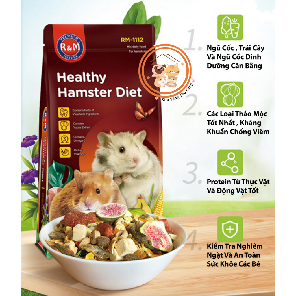 Thức ăn RM Premium Nature cho chuột hamster mini,bear,robo,campel,ww,sóc,.thành phần đa dạng,thơm ngon,giàu dinh dưỡng