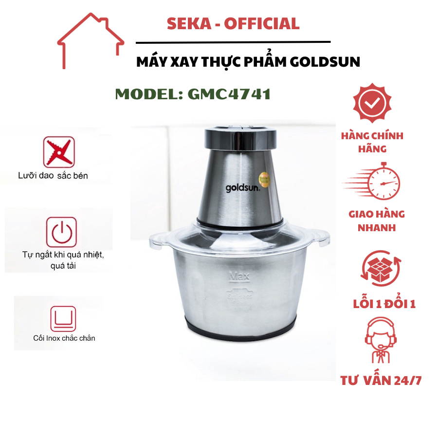 Máy xay thịt Goldsun, máy xay mini đa năng, máy xay tỏi ớt, bảo hành 12 tháng