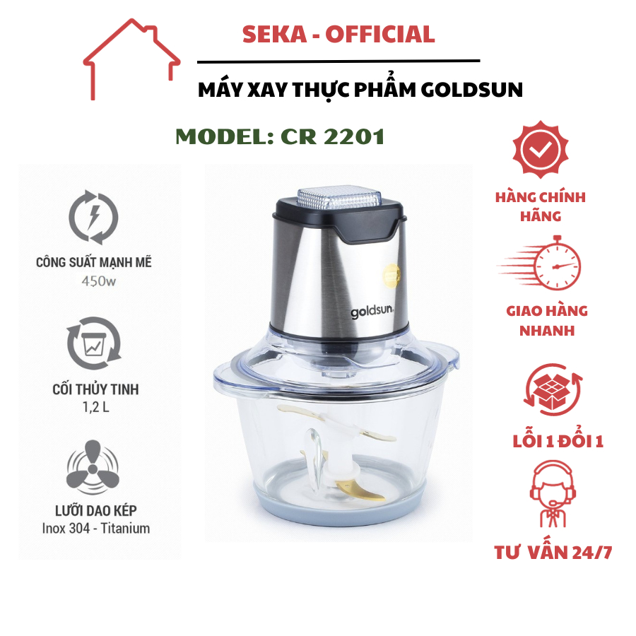Máy xay thịt Goldsun, máy xay mini đa năng, máy xay tỏi ớt, bảo hành 12 tháng