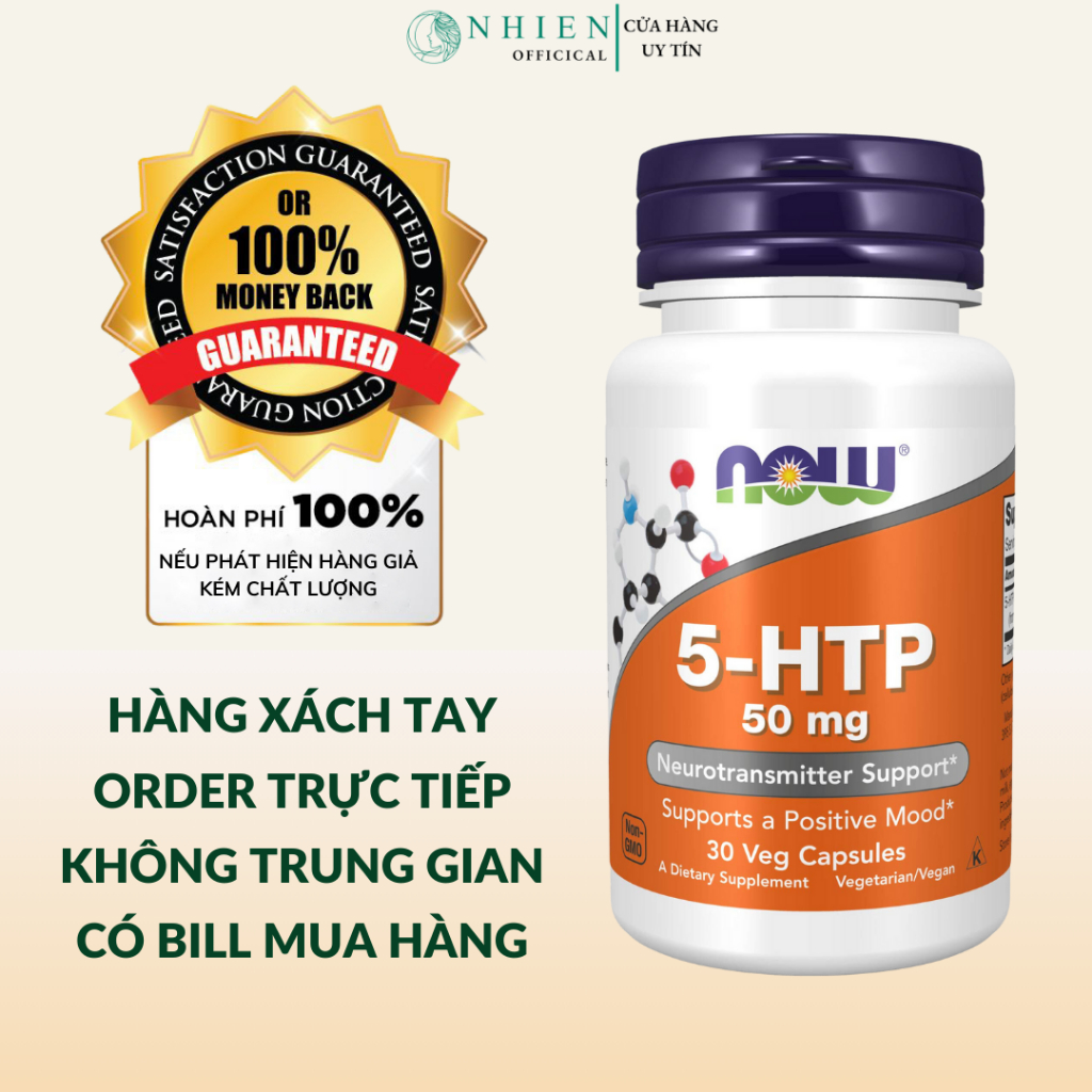 Viên uống ngủ ngon, hỗ trợ mất ngủ, giảm căng thẳng 5-HTP 50mg Now