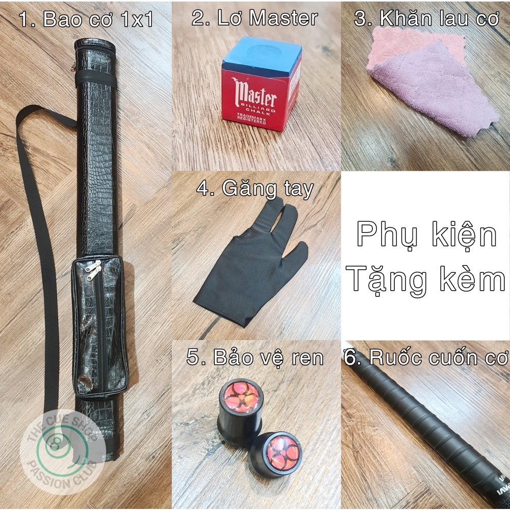 Cơ bida Omin XF-B Series lõi Carbon 60cm xuyên tâm, tay bọc da cao cấp tặng kèm đầy đủ phụ kiện.