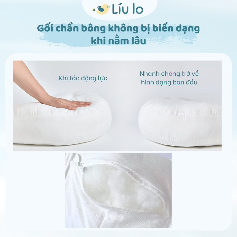 Gối chống trào ngược cho bé, gối cho bé bú 2in1 Líu lo cao cấp, 2 mặt vải dùng cả 4 mùa, nghiêng 15 độ chống nôn trớ