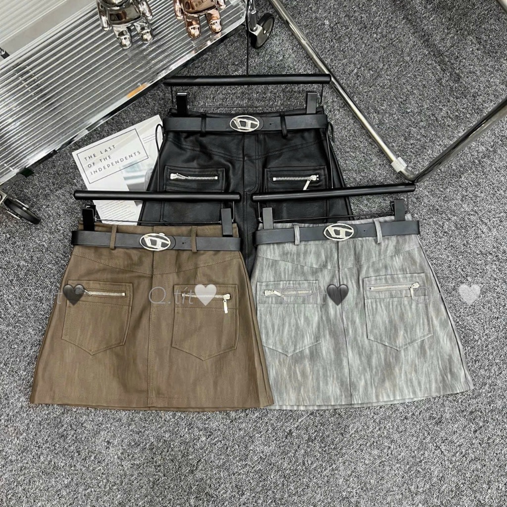 Mã CV20 chân váy da kèm đai