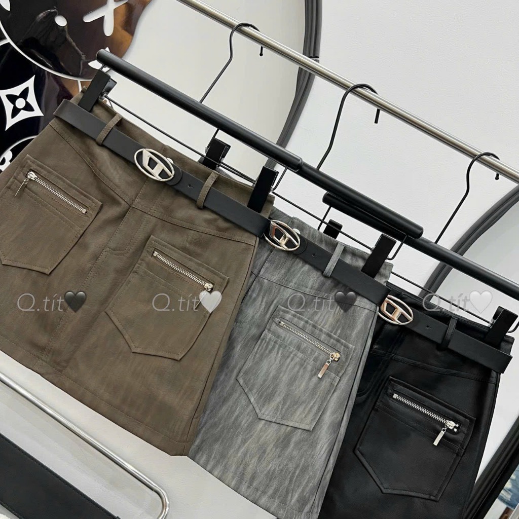 Mã CV20 chân váy da kèm đai