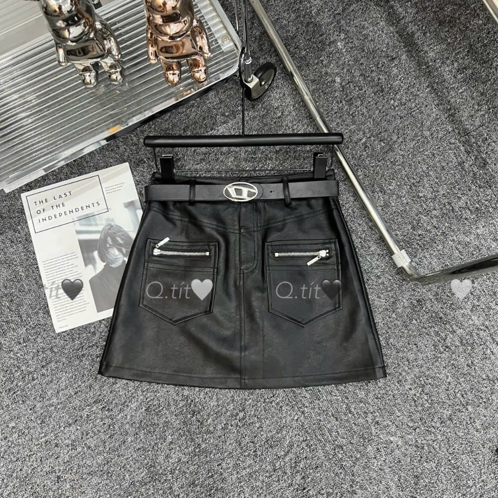 Mã CV20 chân váy da kèm đai