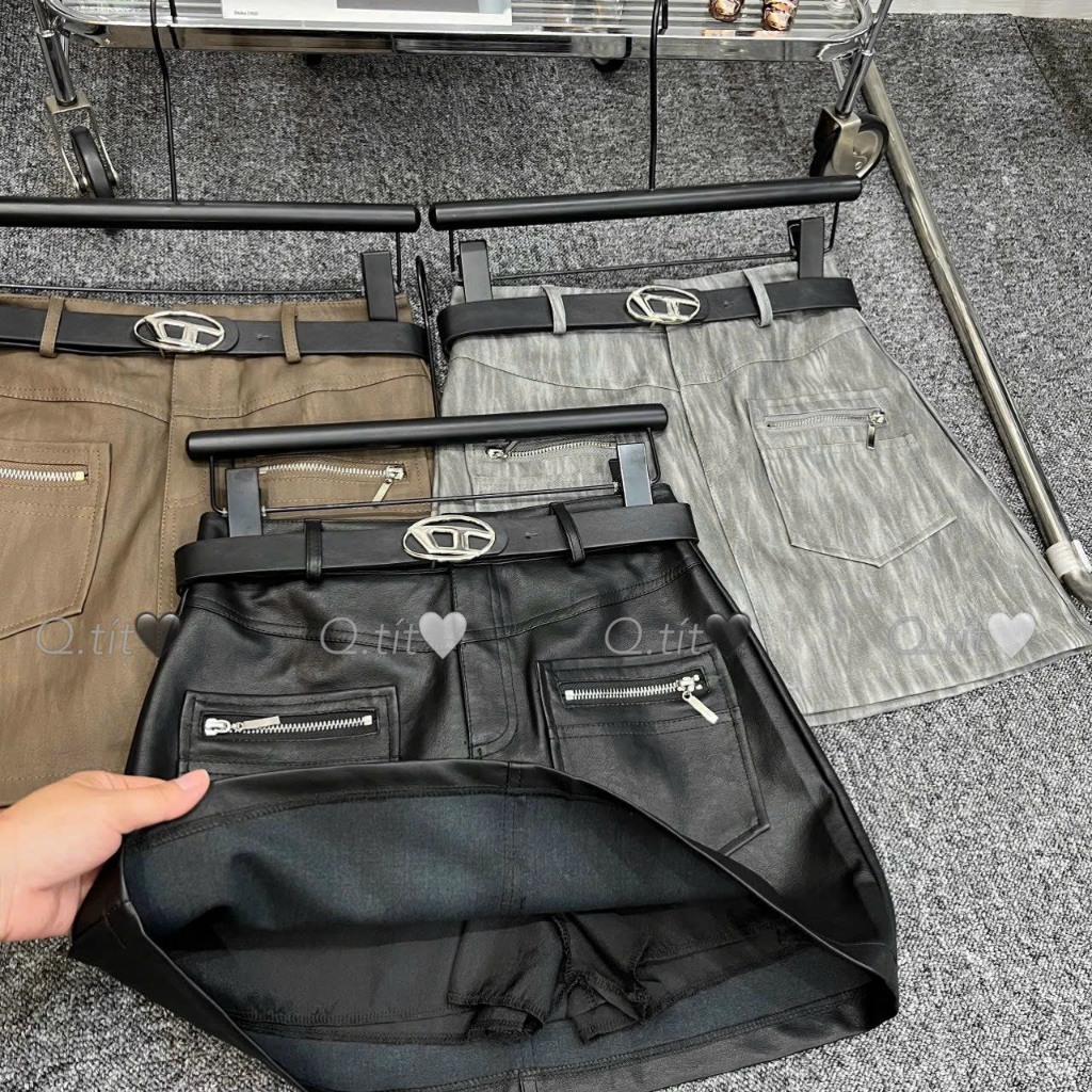 Mã CV20 chân váy da kèm đai