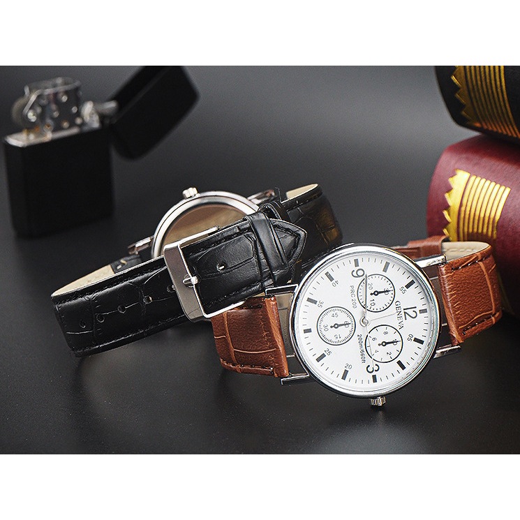 Đồng Hồ Đeo Tay Nam Nữ Unisex Dây Da Phong Cách Cá Tính Hàn Quốc DH01