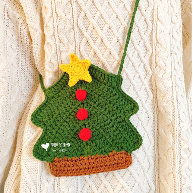 🎄Túi đeo chéo cây thông Noel bằng len móc handmade, đựng airpods, son và tiền lẻ dễ thương, quà tặng giáng sinh 🎄