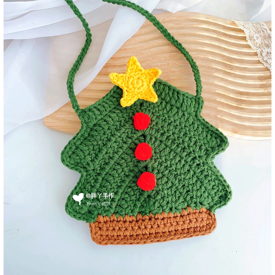 🎄Túi đeo chéo cây thông Noel bằng len móc handmade, đựng airpods, son và tiền lẻ dễ thương, quà tặng giáng sinh 🎄