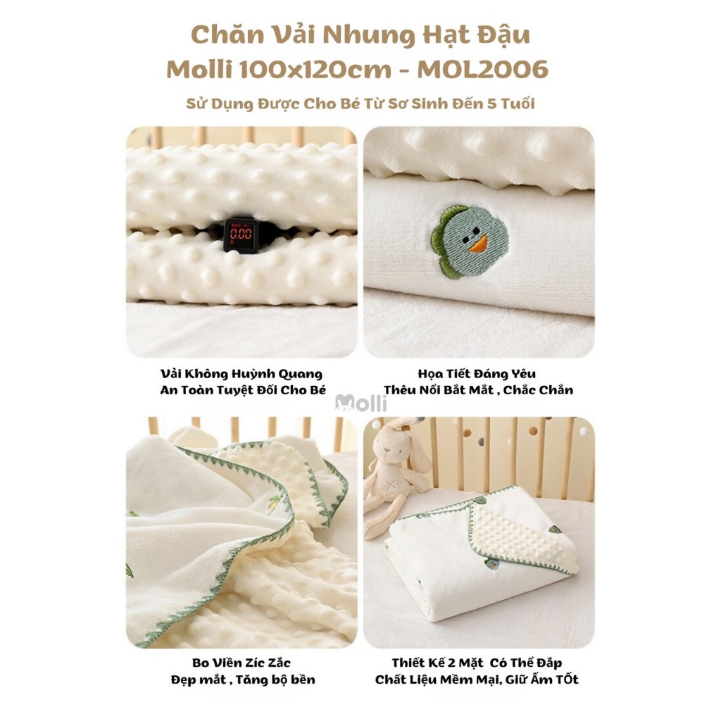 MOL2006. Chăn NHUNG Hạt Đậu Phong Cách Hàn Quốc 1m*1m2