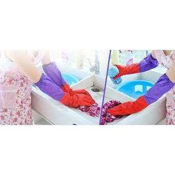 Găng Tay Cao Su Lót Nỉ Cho Mùa Đông Lạnh Giá Màu Tím Đỏ