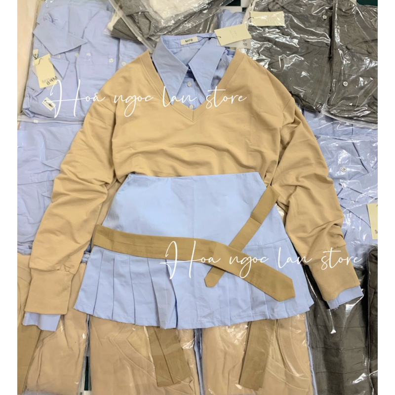 ẢNH THẬT-Set mùa thu phối sơ mi mai phương bùi fulltagmac 2 tem