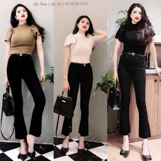 Quần Jean Bò Loe Nữ Cạp Cao (Chất Kaki mềm Co giãn 4 chiều)