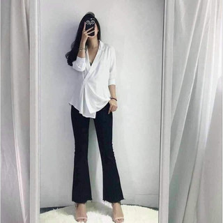 Quần Jean Bò Loe Nữ Cạp Cao (Chất Kaki mềm Co giãn 4 chiều)