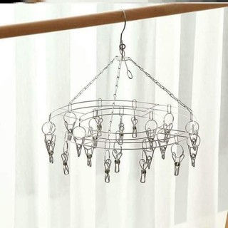 Móc dù tròn inox phơi đồ lót, tất, quần áo trẻ em đang năng