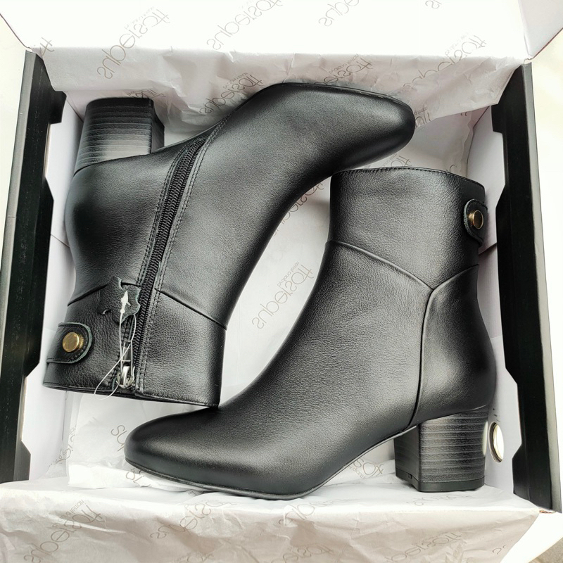 Giày bốt da thật êm mềm đính nút