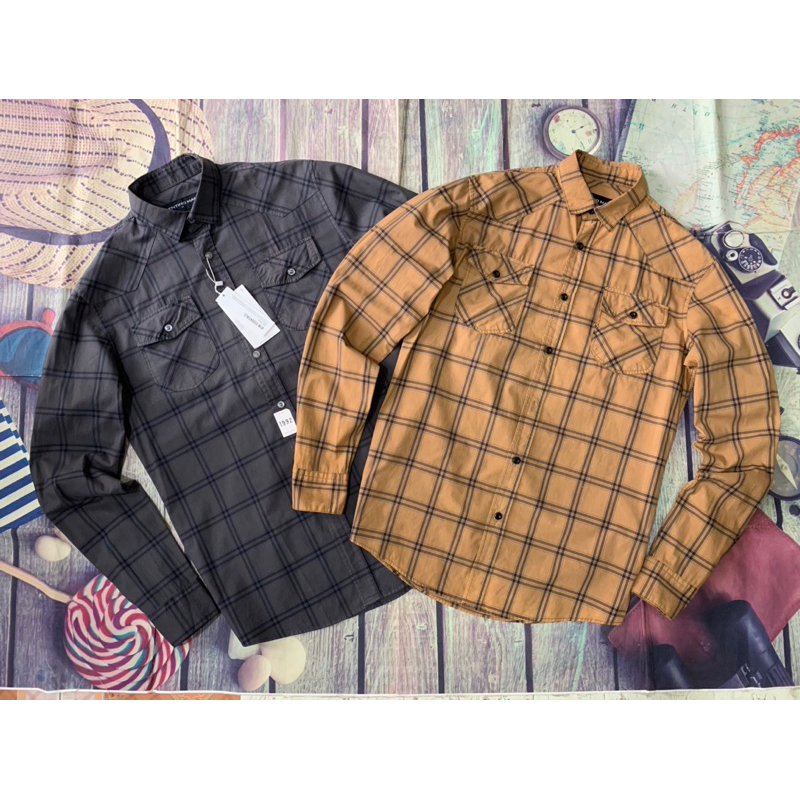 Áo sơ mi nam dài tay kẻ caro cotton túi ngực ASMCT24