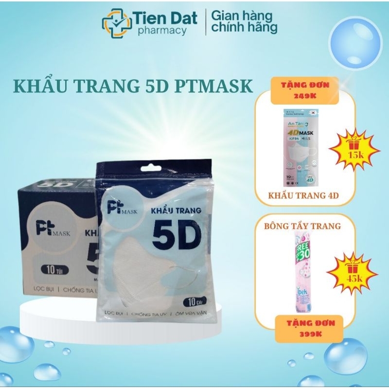 Khẩu trang 5D PT mask kháng khuẩn chính hãng công ty thùng 100 cái