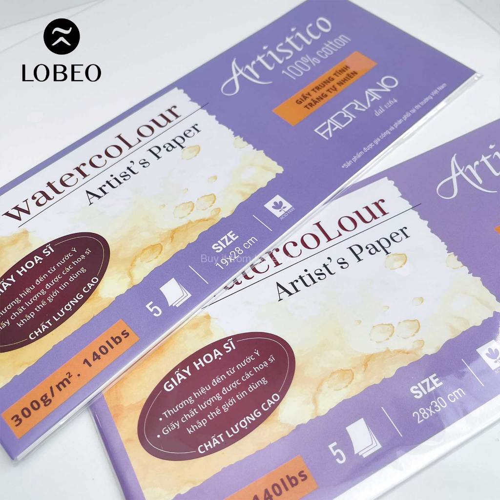 Giấy vẽ màu nước Fabriano Artistico 100% cotton 300gsm 5 tờ