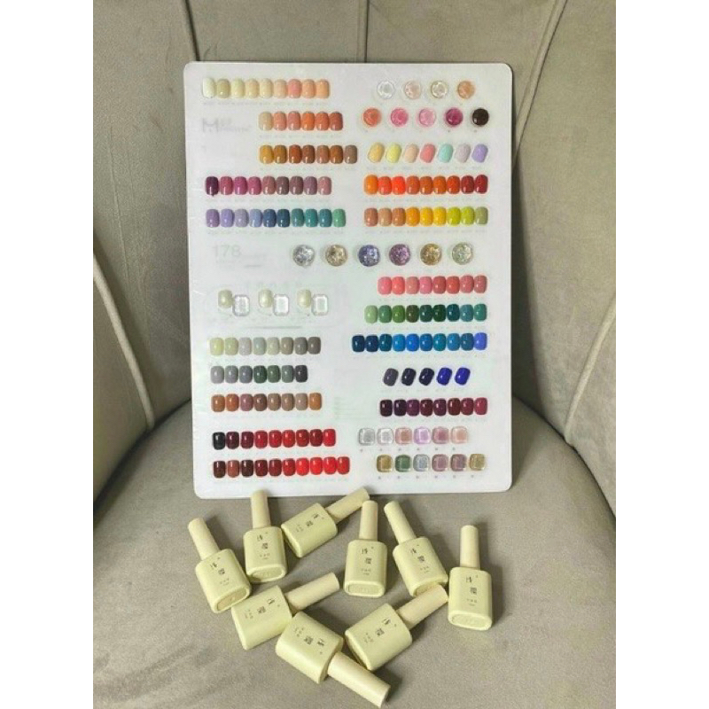 Sét sơn gel Hàn 178 chai 2 bảng màu, kệ gỗ trưng bảng màu , Base , top bóng đi kèm