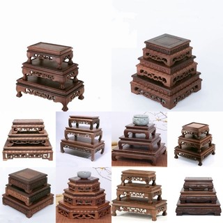 Đôn gỗ trưng bày tượng, ấm trà, đá, bonsai