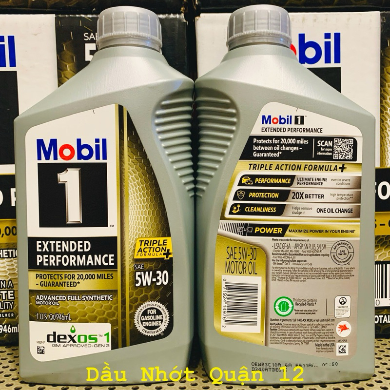 Mẫu Tem Mới - Nhớt Xe Tay Ga - Xe Hơi Cao Cấp Mobil 1 Extended Performance 5W-30 946ML Made in USA