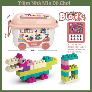 Đồ chơi lắp ráp lego nhựa dẻo an toàn 50 chi tiết cao cấp- đồ chơi lắp ráp thông minh có hộp đựng