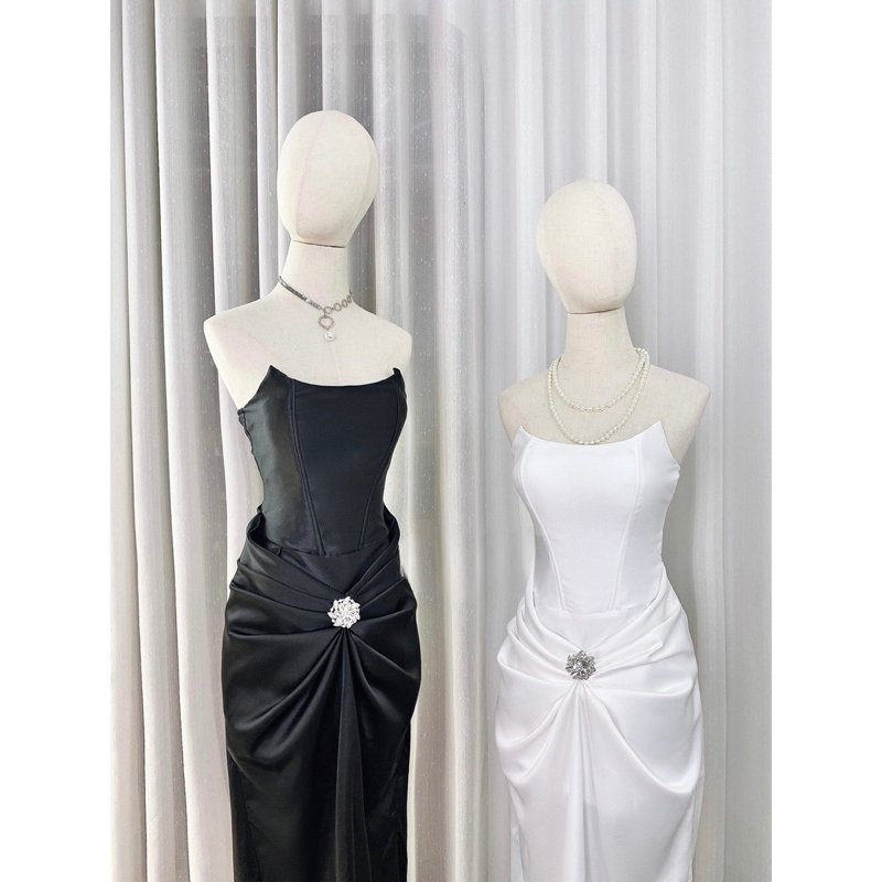 𝑳𝒂𝒓𝒐𝒔𝒚 𝑺𝒆𝒕 Ashyley Thiết Kế Đầm Cúp Ngực Ôm Body Đính Hoa Sang Chảnh