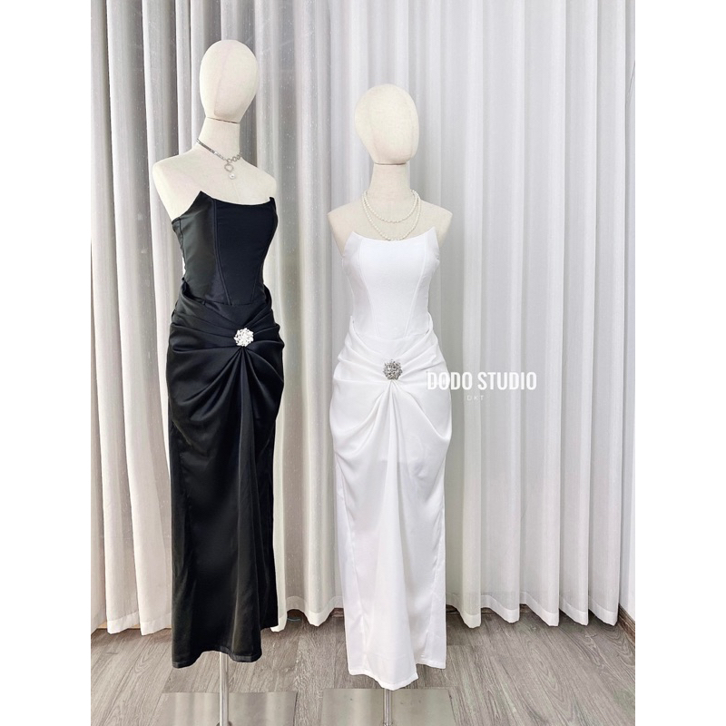 𝑳𝒂𝒓𝒐𝒔𝒚 𝑺𝒆𝒕 Ashyley Thiết Kế Đầm Cúp Ngực Ôm Body Đính Hoa Sang Chảnh