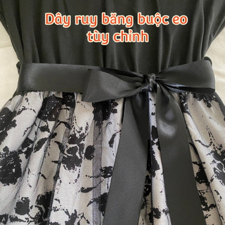 Đầm Nữ Form Xòe Eo Cao Hack Dáng Chất Vải Lụa Trượt Phối Lưới Siêu Đẹp D37