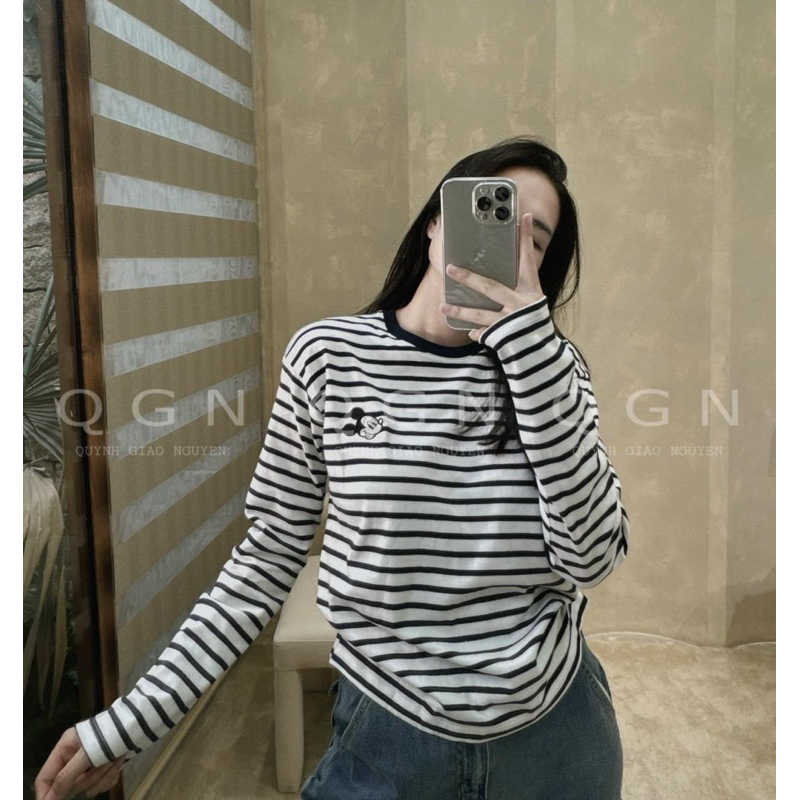 Set 3 áo pull dt xám trắng kẻ micky