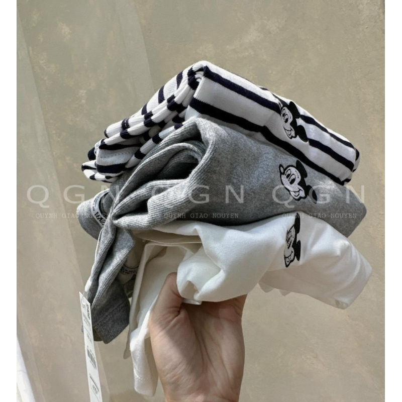 Set 3 áo pull dt xám trắng kẻ micky