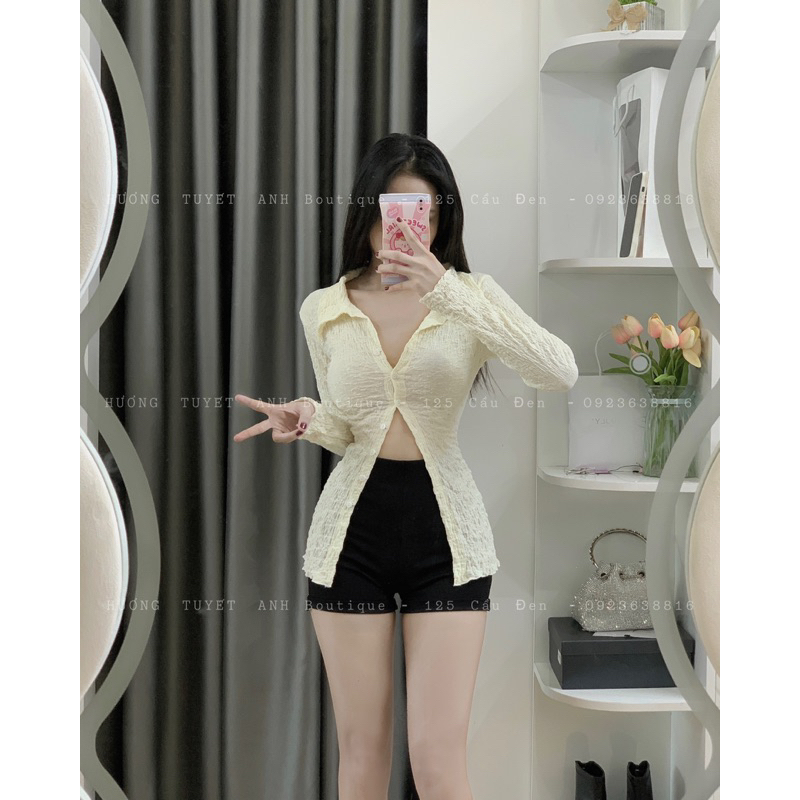 Áo sơmi xốp form dài