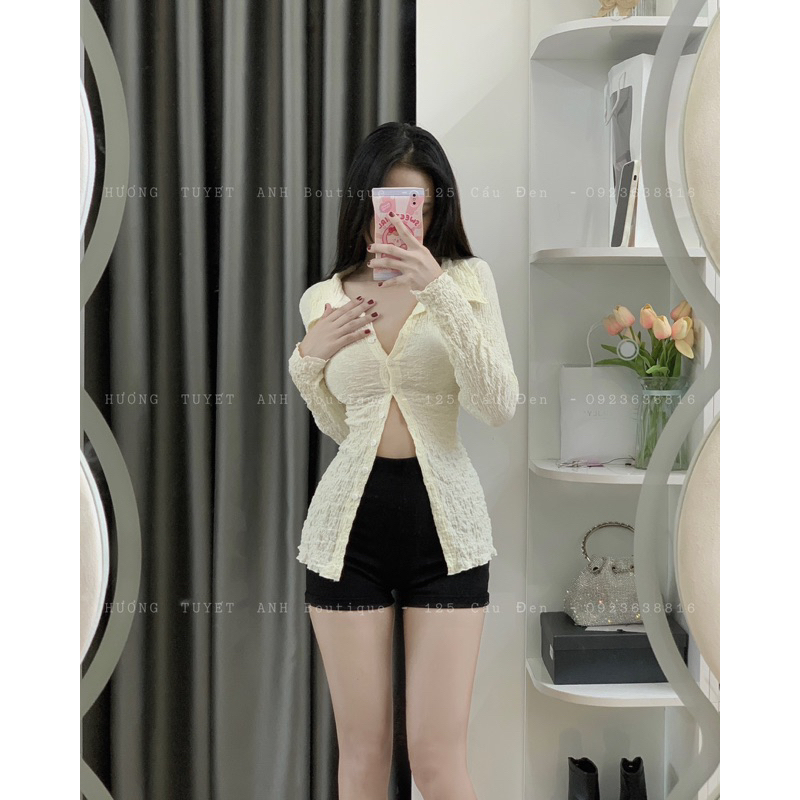 Áo sơmi xốp form dài