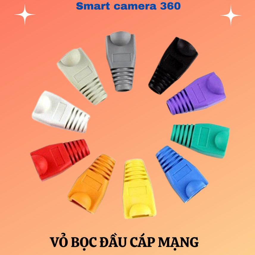 Vỏ bọc đầu cáp mạng RJ45 CAT5 CAT6 bao 100 cái, đầu chụp hạt mạng, đầu bọc jack mạng