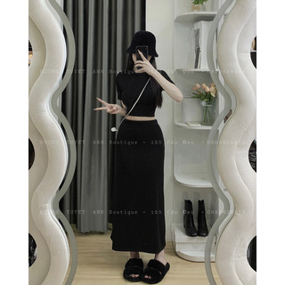 Set midi áo croptop chân váy dài ( hình chính chủ )