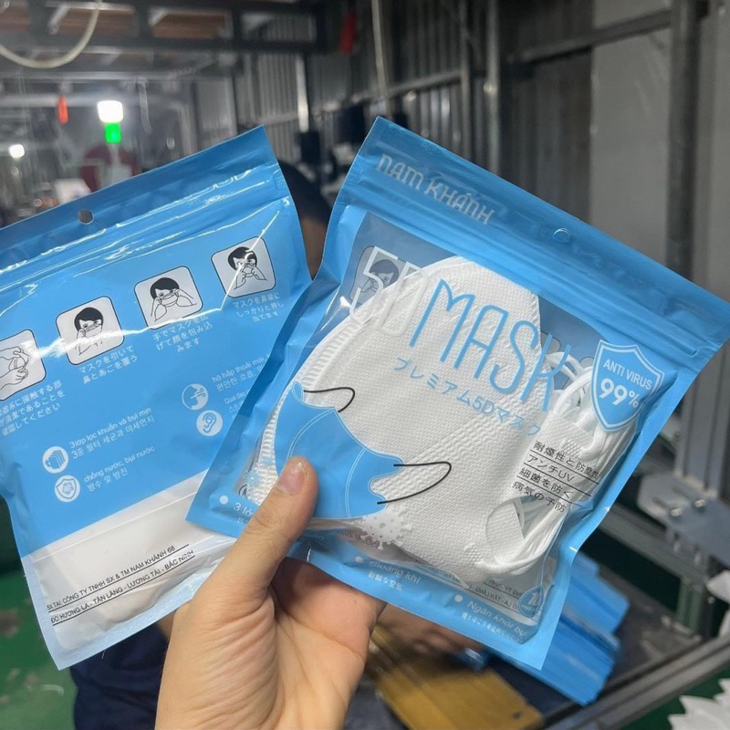 Khẩu trang 5D Mask Nam Khánh 3 lớp hàng cao cấp chống tia UV và khói bụi