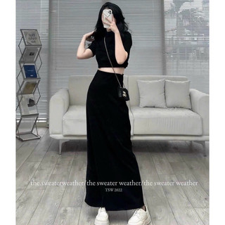 Set midi áo croptop chân váy dài ( hình chính chủ )