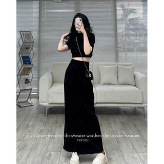 Set midi áo croptop chân váy dài ( hình chính chủ )