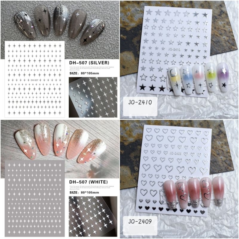 Sticker dán móng tay ánh sao nhỏ siêu xinh sticker hình ngôi sao trái tim dán móng tay siêu Hot
