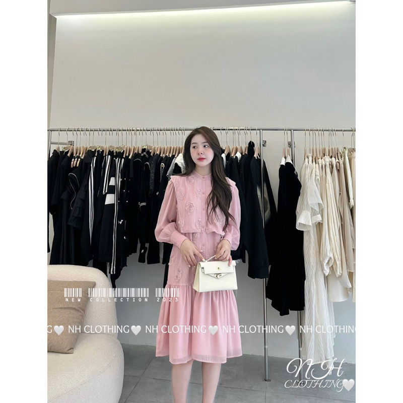 Váy tơ hoa hồng ren sm