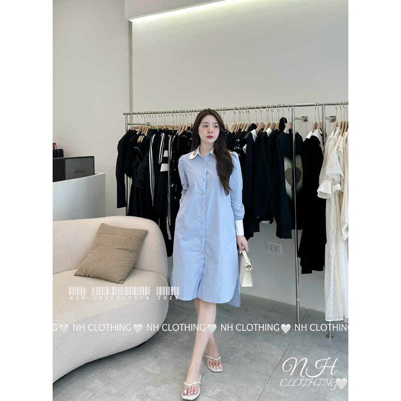 Váy sơmi cổ thêu hoa sm