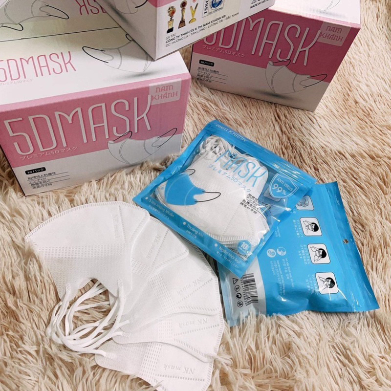 200 chiếc khẩu trang 5D Mask Nam Khánh 3 lớp hàng cao cấp kiểu dáng đẹp sang không bí thở chống tia UV và khói bụi