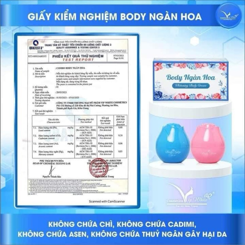 Kem Body Ngàn Hoa Tặng Kèm Chai Kích Trắng