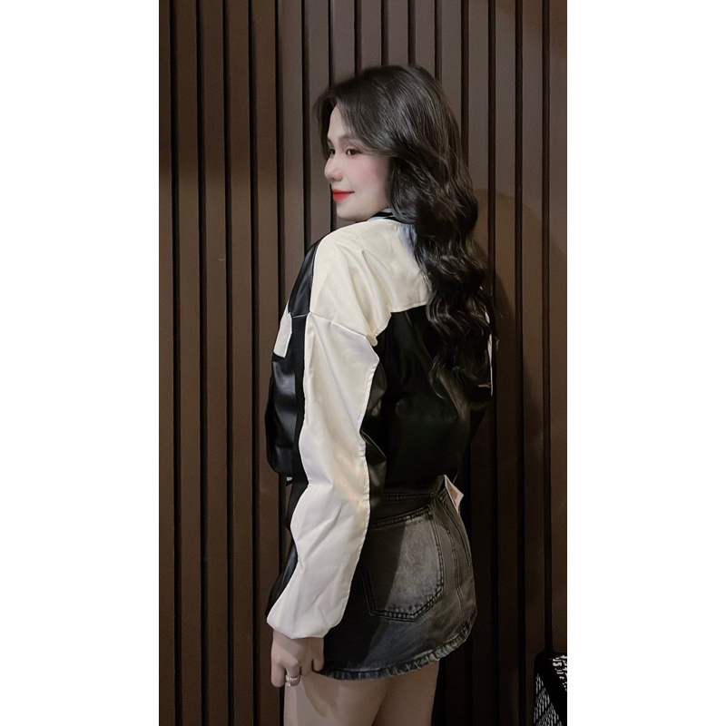 Áo khoác da Gray-Áo bomber viền áo 2 màu