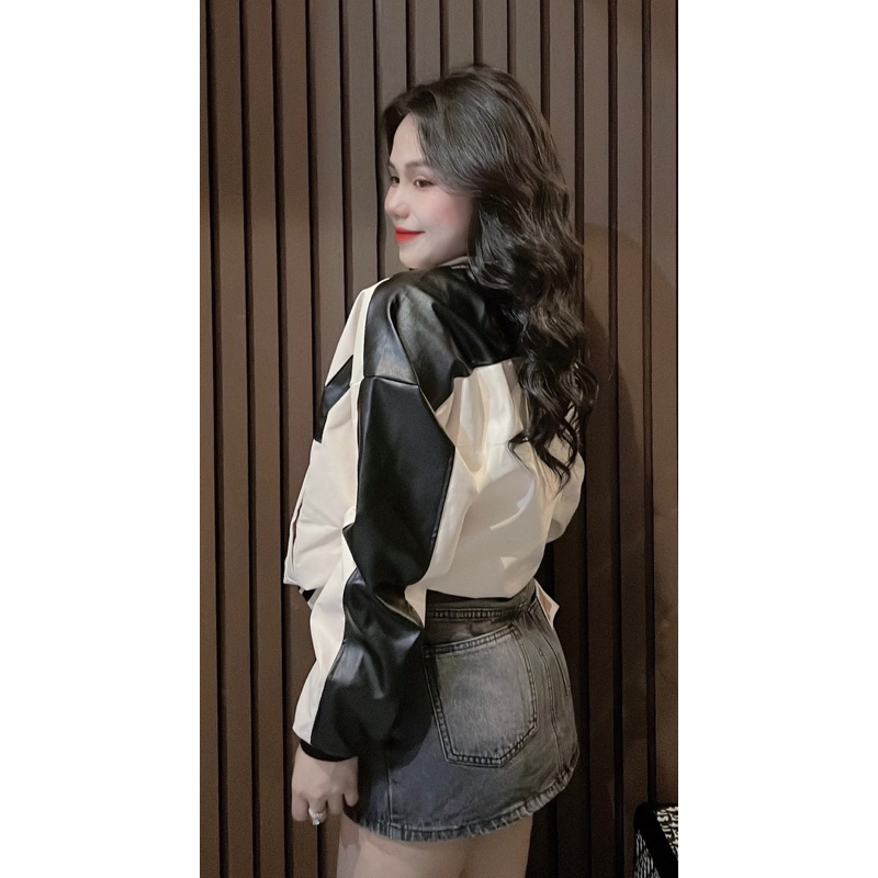 Áo khoác da Gray-Áo bomber viền áo 2 màu