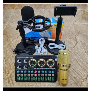 Bộ mic thu âm livestream BM900 và sound card K900 kèm kẹp mic,kẹp điện thoại,tai nghe