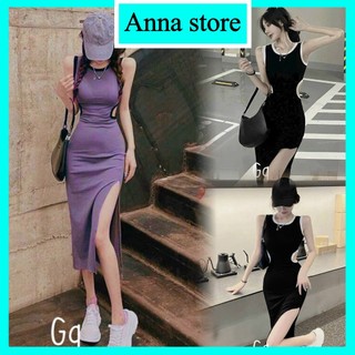 Đầm Ôm Body Thiết Kế Dáng Không Tay Cổ Tròn Khoét Eo Xẻ Tà Thời Trang Quyến Rũ Cho Nữ M506