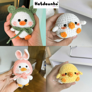 (Hàng sẵn) Móc khoá len handmade vịt đội mũ ếch, đội tai thỏ cute, móc khóa gà, Móc khóa dễ thương, quà tặng handmade