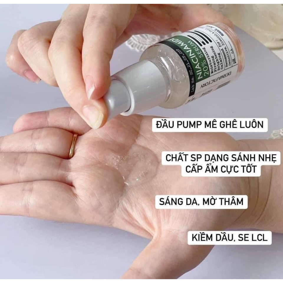 Tinh Chất Dưỡng Trắng Da Mờ Thâm Derma Factory Niacinamide 20% Serum 30ml
